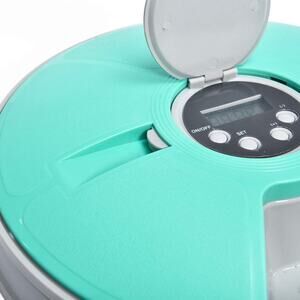 Amazon Basics Automatic Electronic Timed Pet Feeder - 6 Portions, Teal